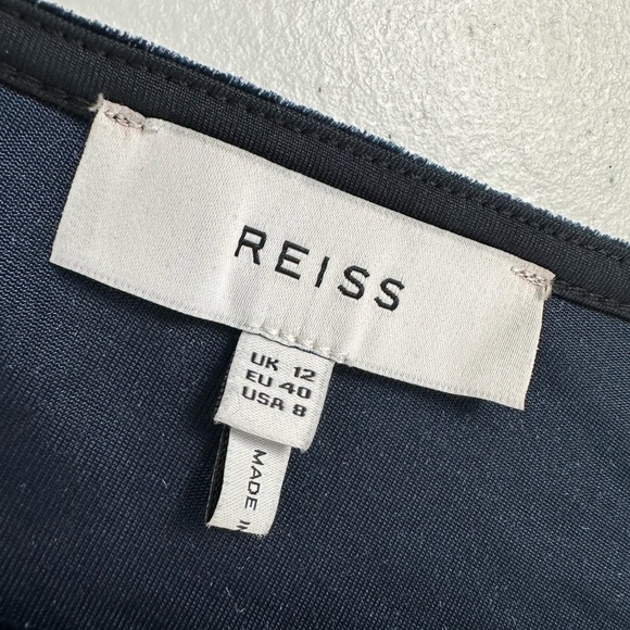 Reiss Katie Cut Out Velvet Mini Dress Navy Size 8 - Picture 7 of 11